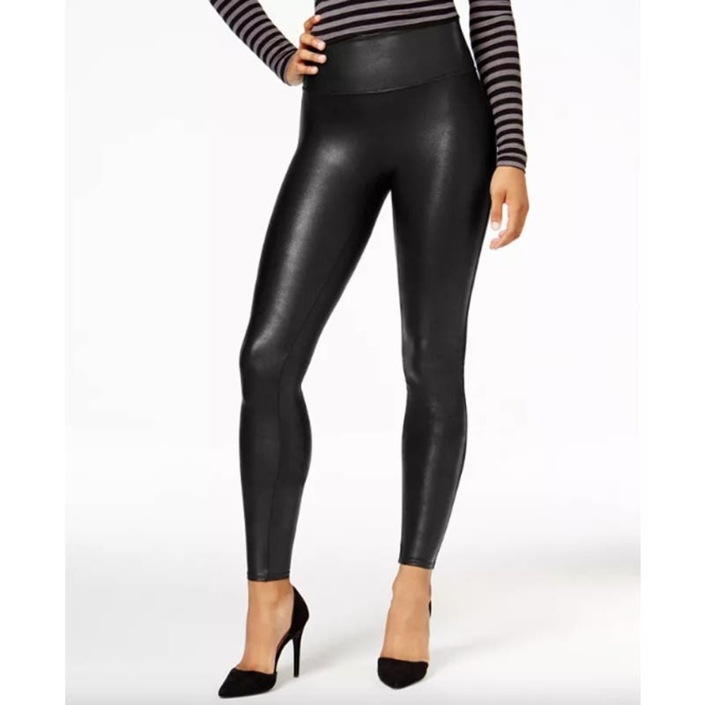 SPANX Black Leather Leggings High Rise Size XL casual comfort winter ankle
